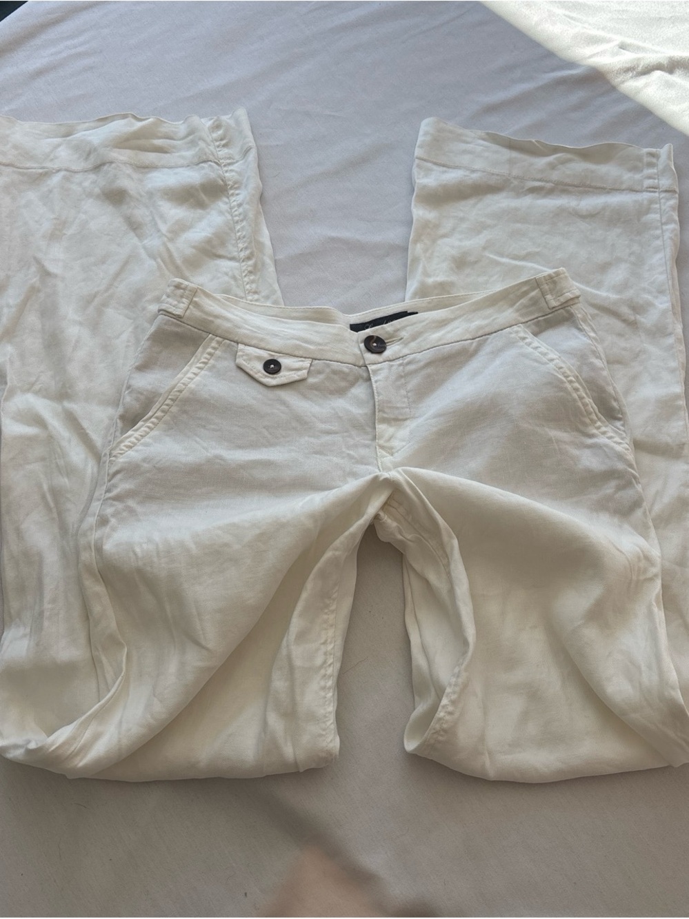 Anthro Level 99 White Linen Lyocell Wide Leg Sailor Trouser Pants NWOT 28